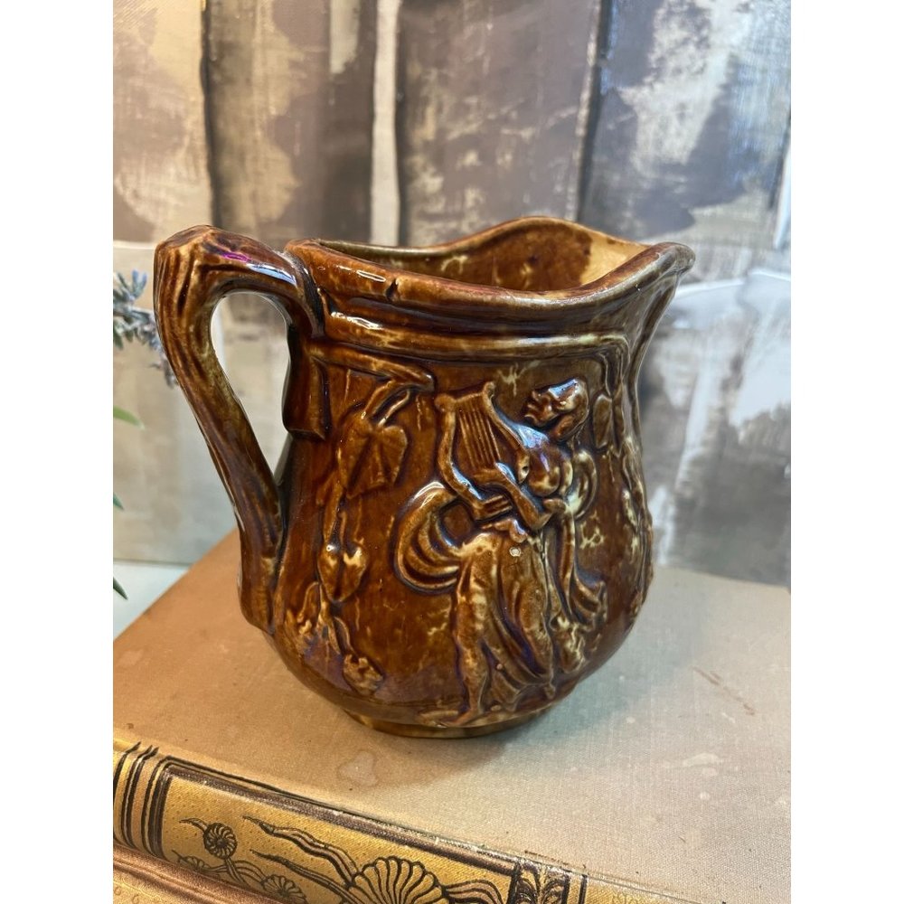 Vintage Bennington Yellow Ware Rockingham Pitcher Hunting Scene - Picture 5 of 10